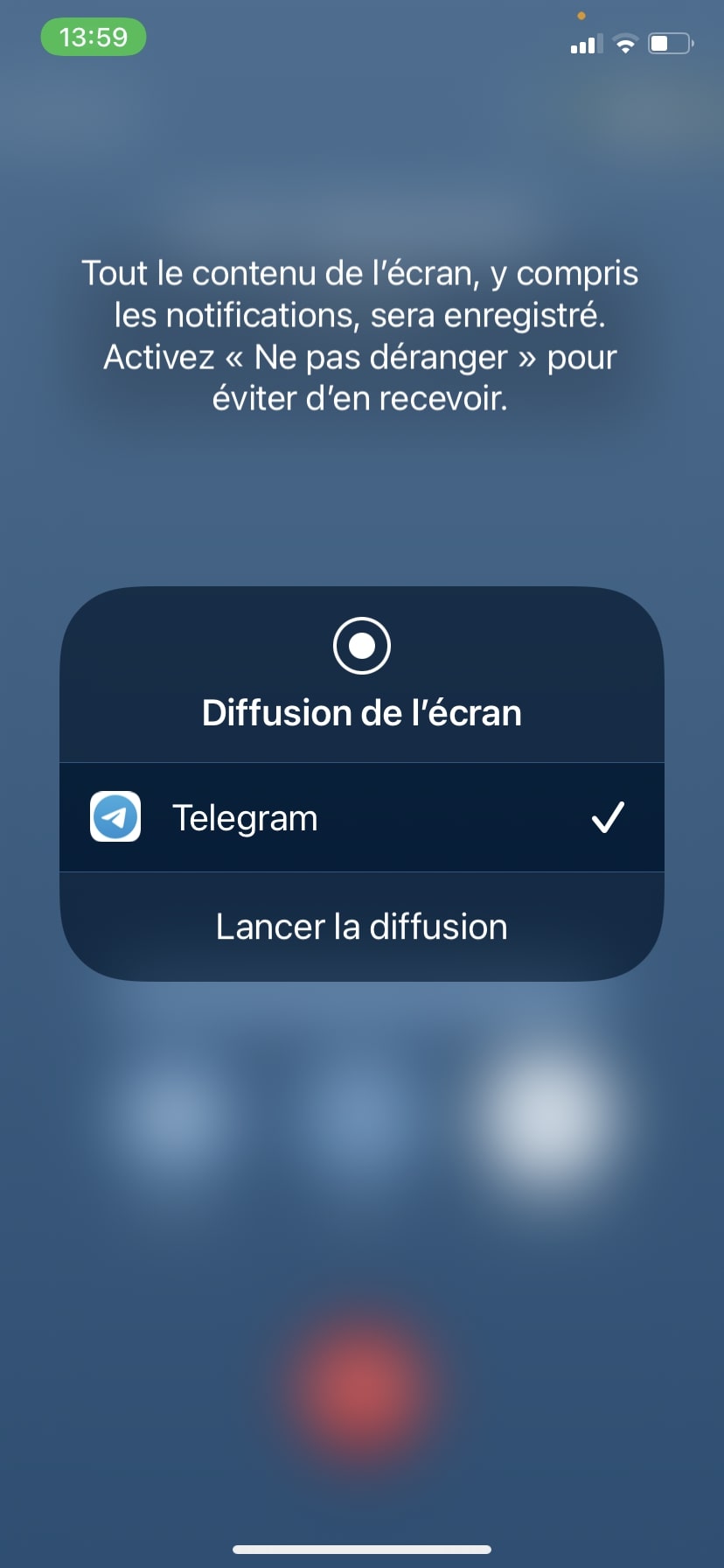 telegram diffusion ecran