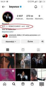 bio Instagram de Beyoncé